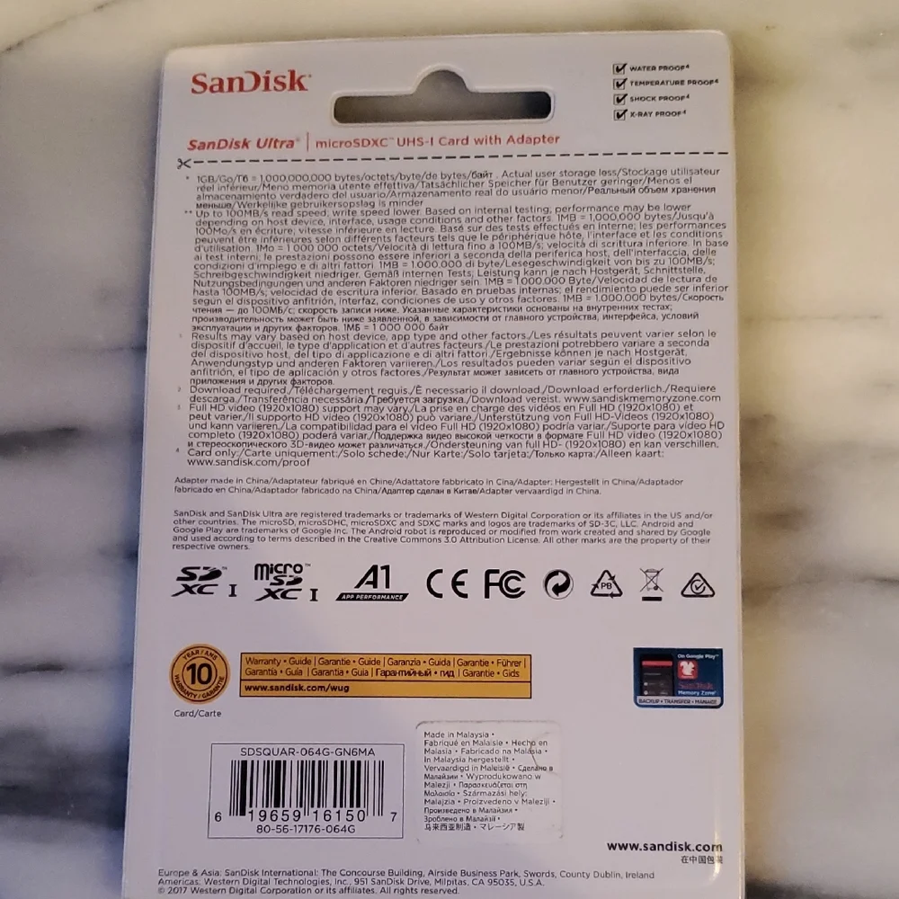 SanDisk Ultra 64GB microSDXC UHS-I Card with Adapter - Black and Red